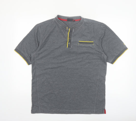 Dimensions Men's Grey Henley Polo Shirt Size M Short Sleeve