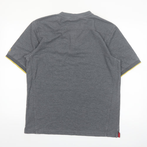 Dimensions Men's Grey Henley Polo Shirt Size M Short Sleeve