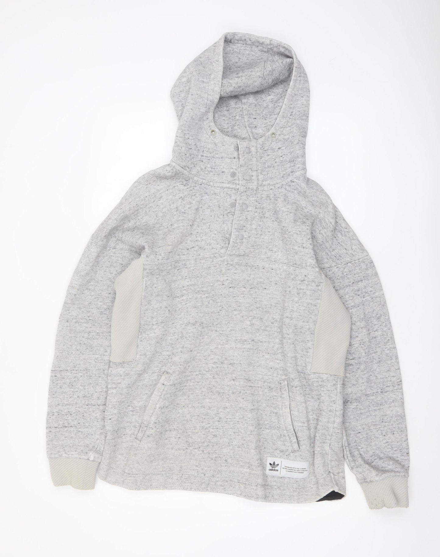 Adidas Men's Grey Henley Hoodie Size M Fleece Pullover