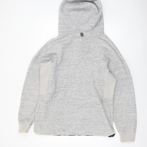 Adidas Men's Grey Henley Hoodie Size M Fleece Pullover