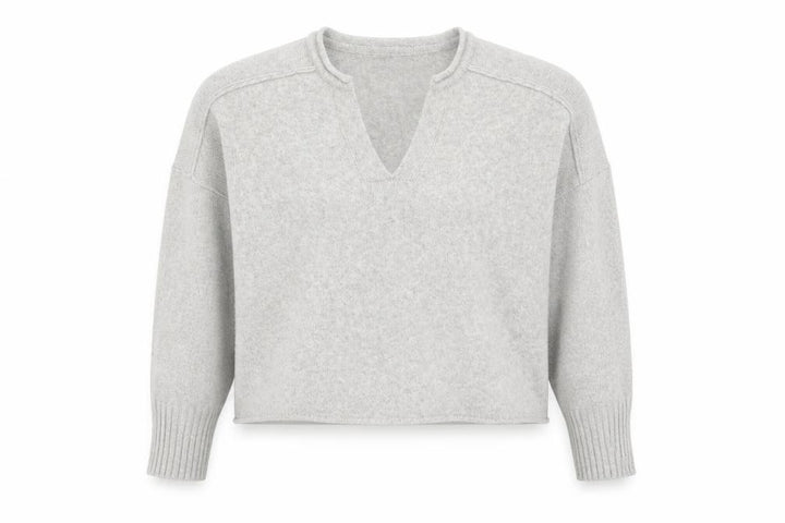 Hollister Women Grey Wool Blend V-Neck Relaxed Fit Jumper Size S