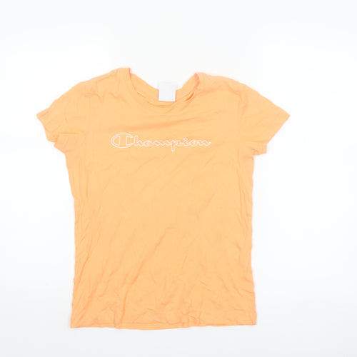 Champion Women's Orange XS Basic Cotton Crew Neck T-Shirt