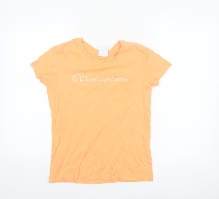 Champion Women's Orange XS Basic Cotton Crew Neck T-Shirt