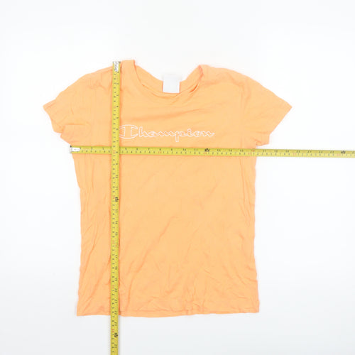 Champion Women's Orange XS Basic Cotton Crew Neck T-Shirt