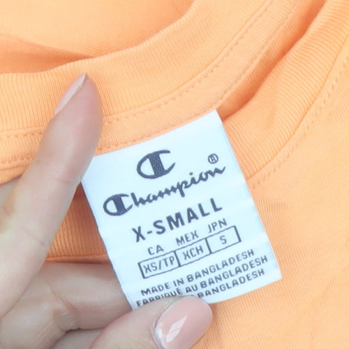 Champion Women's Orange XS Basic Cotton Crew Neck T-Shirt