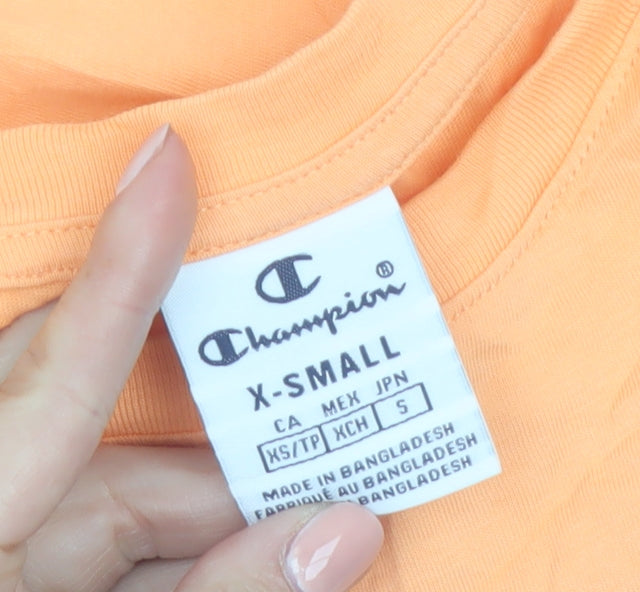Champion Women's Orange XS Basic Cotton Crew Neck T-Shirt