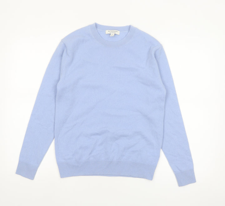 Marks and Spencer Women Blue Size 8 Cashmere Crew Neck Jumper