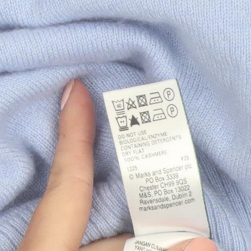 Marks and Spencer Women Blue Size 8 Cashmere Crew Neck Jumper
