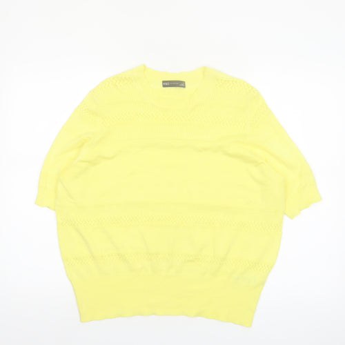 Marks and Spencer Women's Yellow Knit Short Sleeve Jumper Size 18