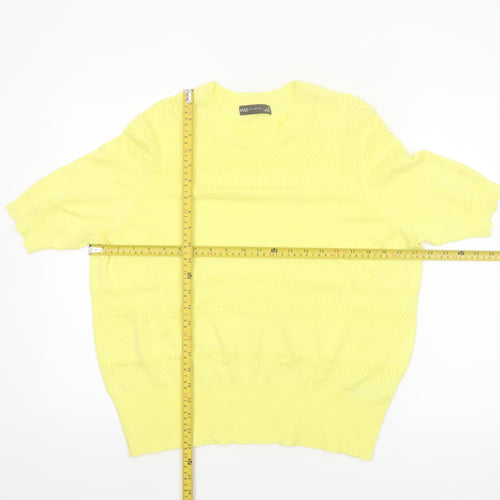 Marks and Spencer Women's Yellow Knit Short Sleeve Jumper Size 18