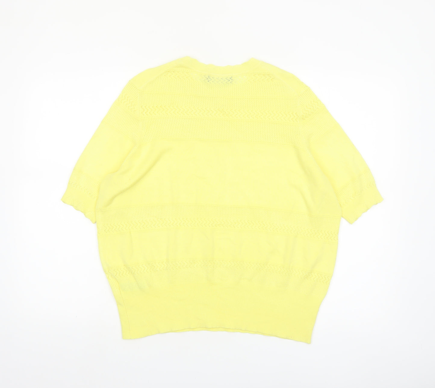 Marks and Spencer Women's Yellow Knit Short Sleeve Jumper Size 18