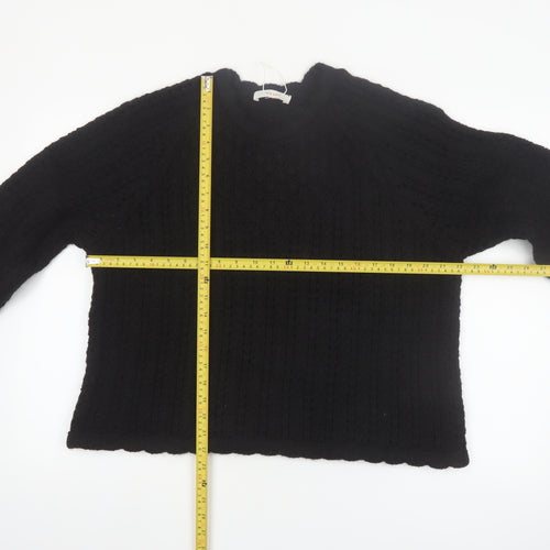 Marks and Spencer Per Una Women Black L Cable Knit Wool Blend Jumper