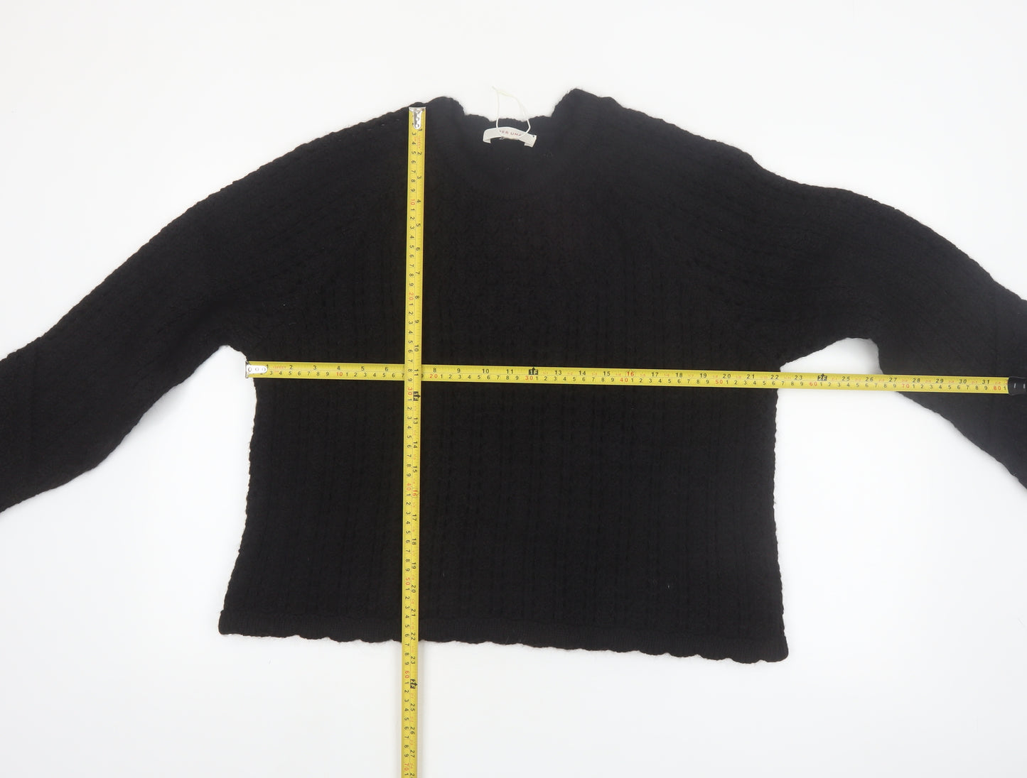 Marks and Spencer Per Una Women Black L Cable Knit Wool Blend Jumper