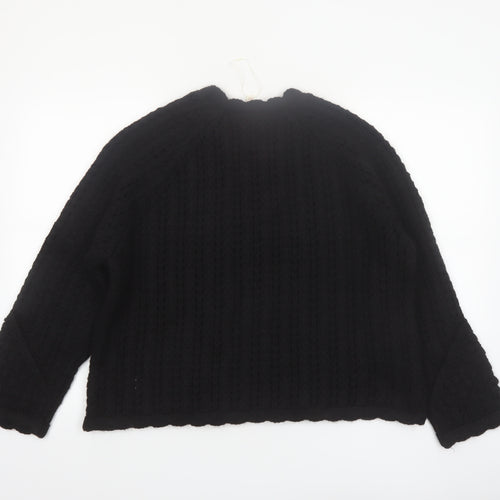 Marks and Spencer Per Una Women Black L Cable Knit Wool Blend Jumper