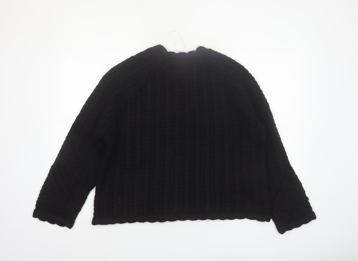 Marks and Spencer Per Una Women Black L Cable Knit Wool Blend Jumper
