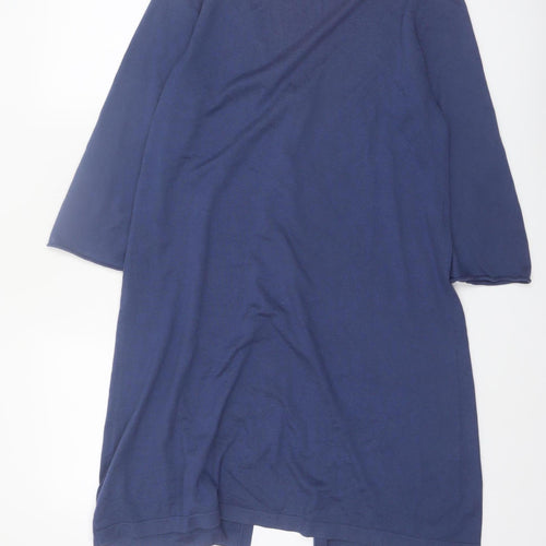 Woolovers Women Blue 3/4 Sleeve V-Neck Cotton Silk Cardigan M