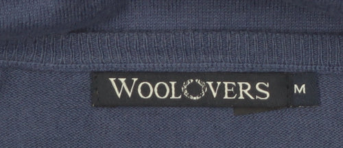Woolovers Women Blue 3/4 Sleeve V-Neck Cotton Silk Cardigan M