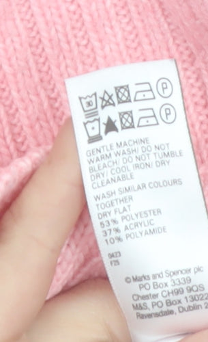 Marks and Spencer Women's Pink Ribbed Knit Pullover Jumper M
