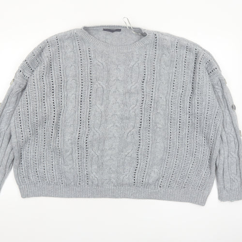 Marks and Spencer Women Grey Cable-Knit Pullover Jumper Size 24