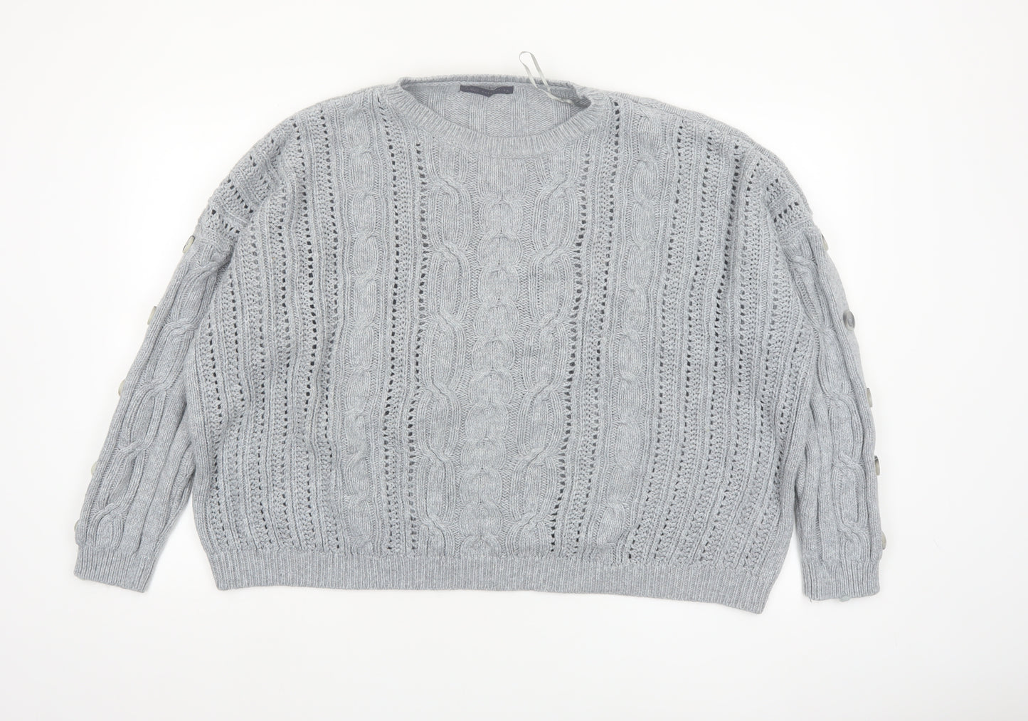 Marks and Spencer Women Grey Cable-Knit Pullover Jumper Size 24