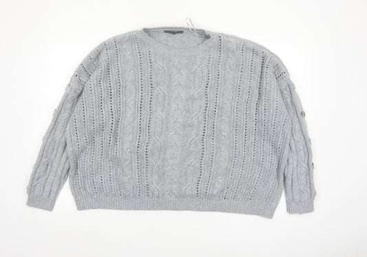 Marks and Spencer Women Grey Cable-Knit Pullover Jumper Size 24