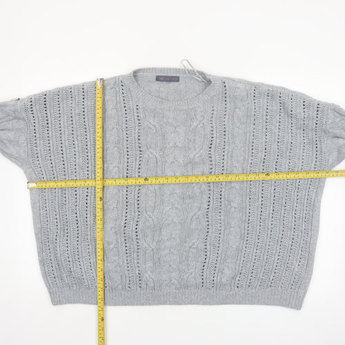 Marks and Spencer Women Grey Cable-Knit Pullover Jumper Size 24