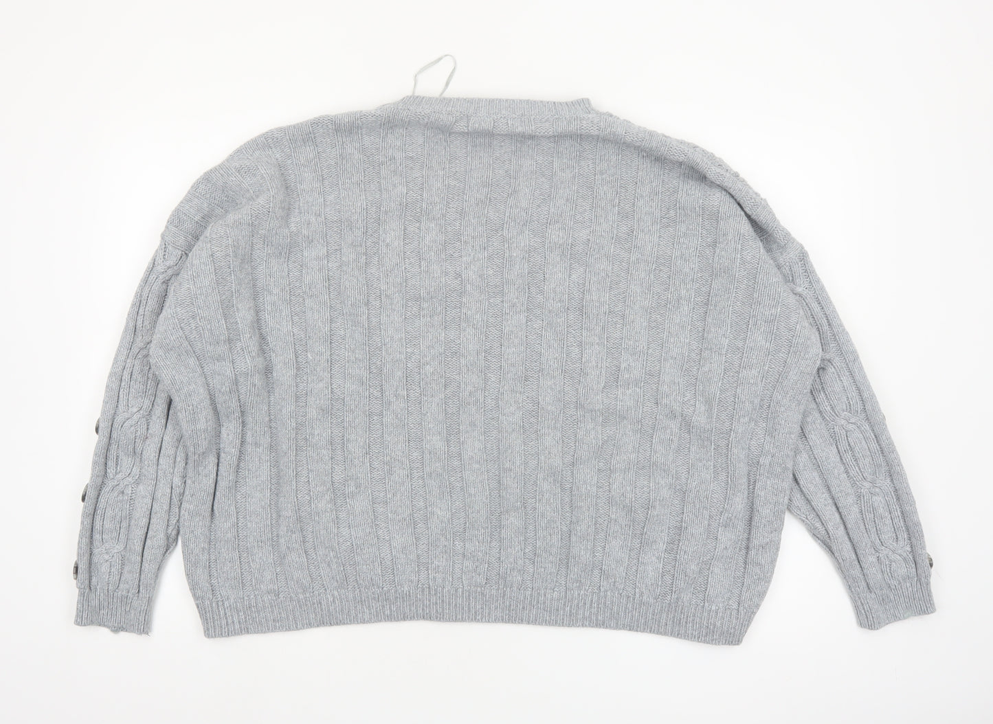 Marks and Spencer Women Grey Cable-Knit Pullover Jumper Size 24