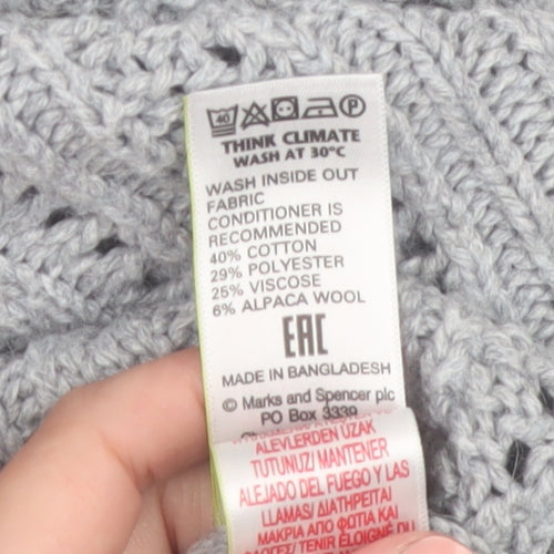 Marks and Spencer Women Grey Cable-Knit Pullover Jumper Size 24
