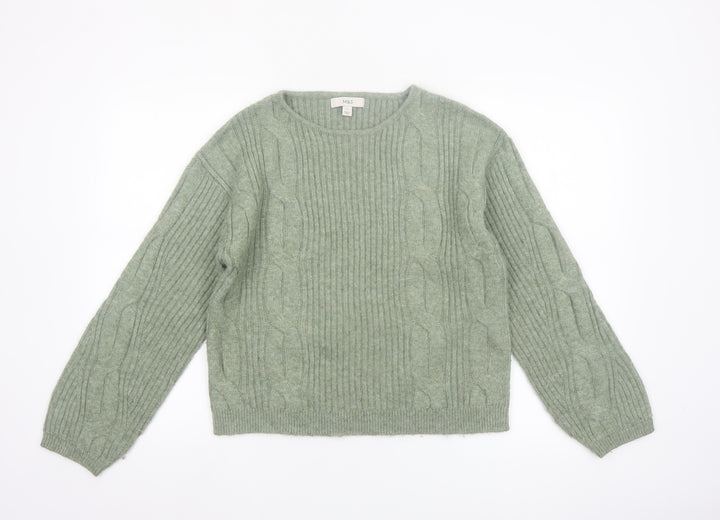 Marks and Spencer Women’s Green Cable-Knit Crew Neck Jumper Size S