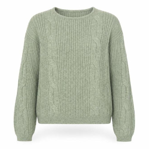 Marks and Spencer Women’s Green Cable-Knit Crew Neck Jumper Size S