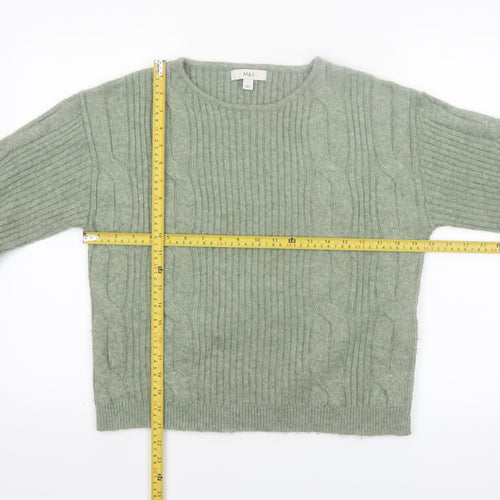 Marks and Spencer Women’s Green Cable-Knit Crew Neck Jumper Size S