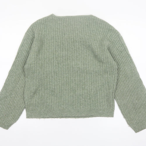 Marks and Spencer Women’s Green Cable-Knit Crew Neck Jumper Size S