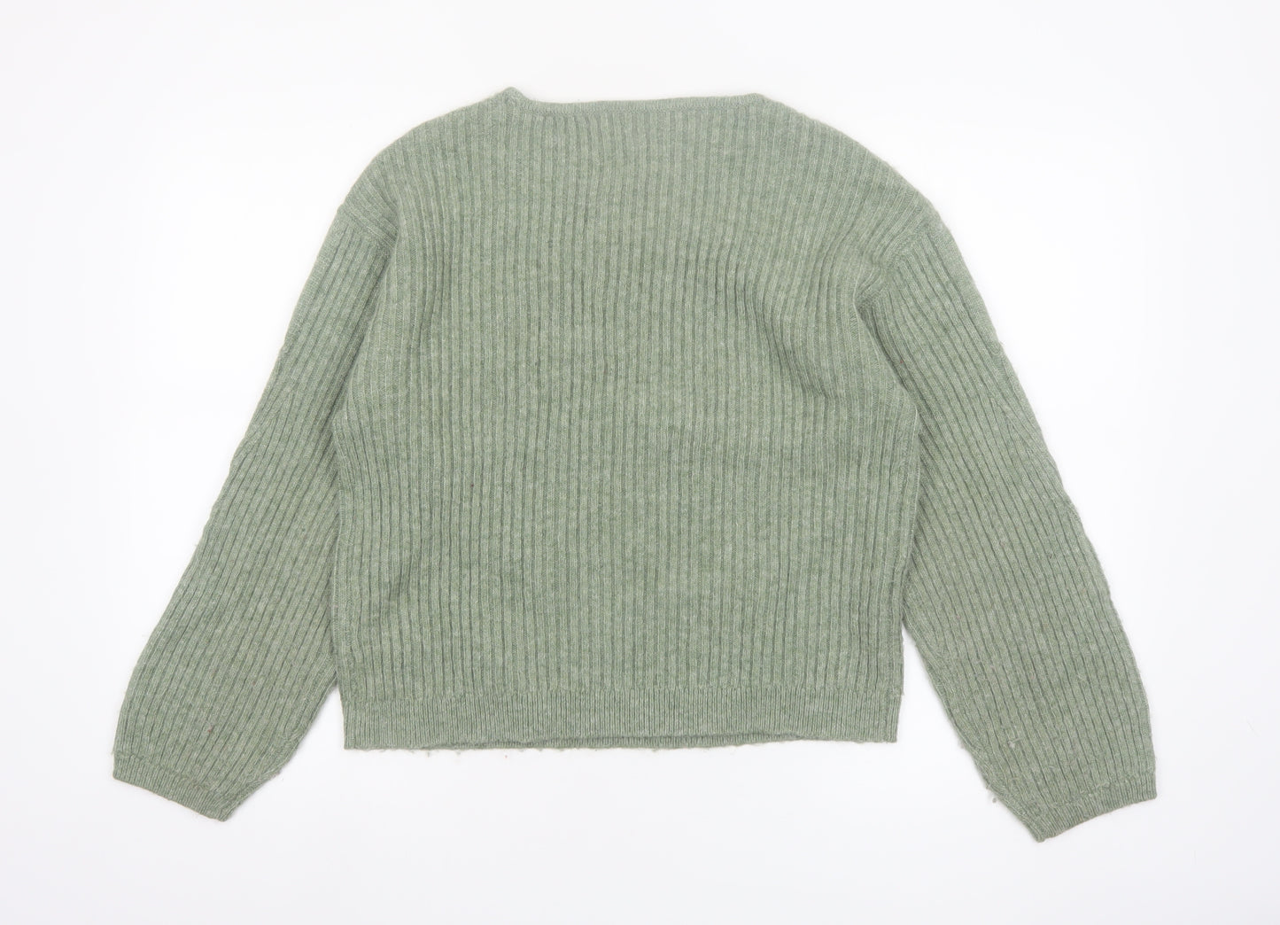 Marks and Spencer Women’s Green Cable-Knit Crew Neck Jumper Size S