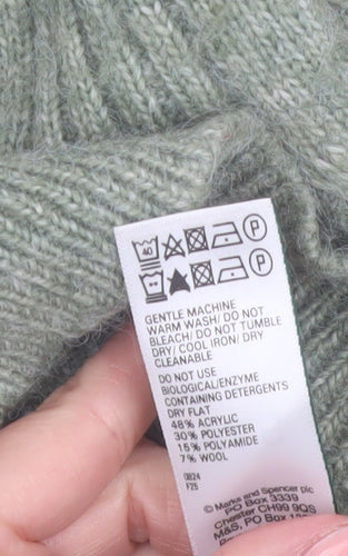 Marks and Spencer Women’s Green Cable-Knit Crew Neck Jumper Size S