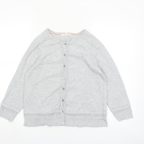 White Stuff Women Grey Cotton Button Cardigan UK 10 Crew Neck