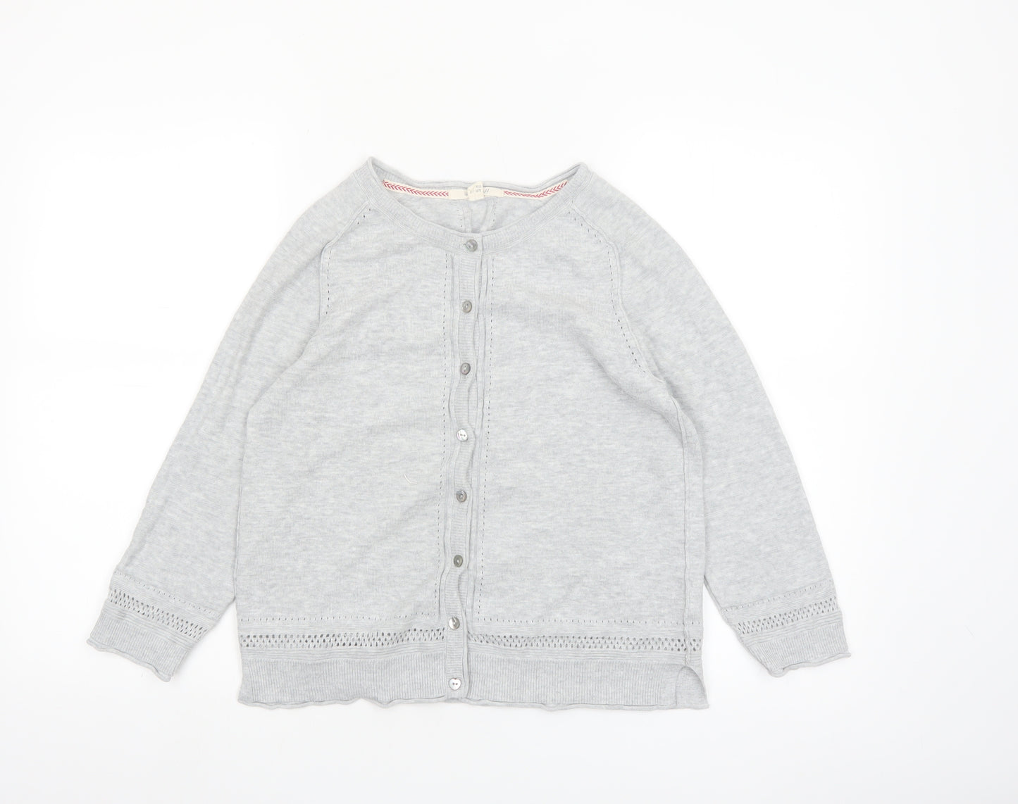 White Stuff Women Grey Cotton Button Cardigan UK 10 Crew Neck