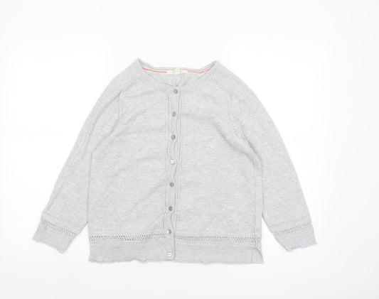 White Stuff Women Grey Cotton Button Cardigan UK 10 Crew Neck