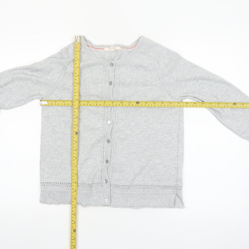 White Stuff Women Grey Cotton Button Cardigan UK 10 Crew Neck