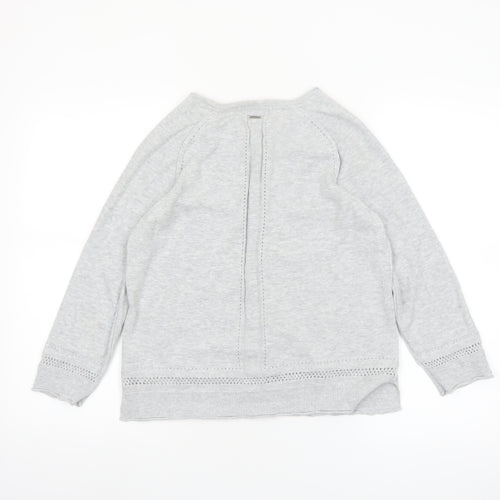 White Stuff Women Grey Cotton Button Cardigan UK 10 Crew Neck