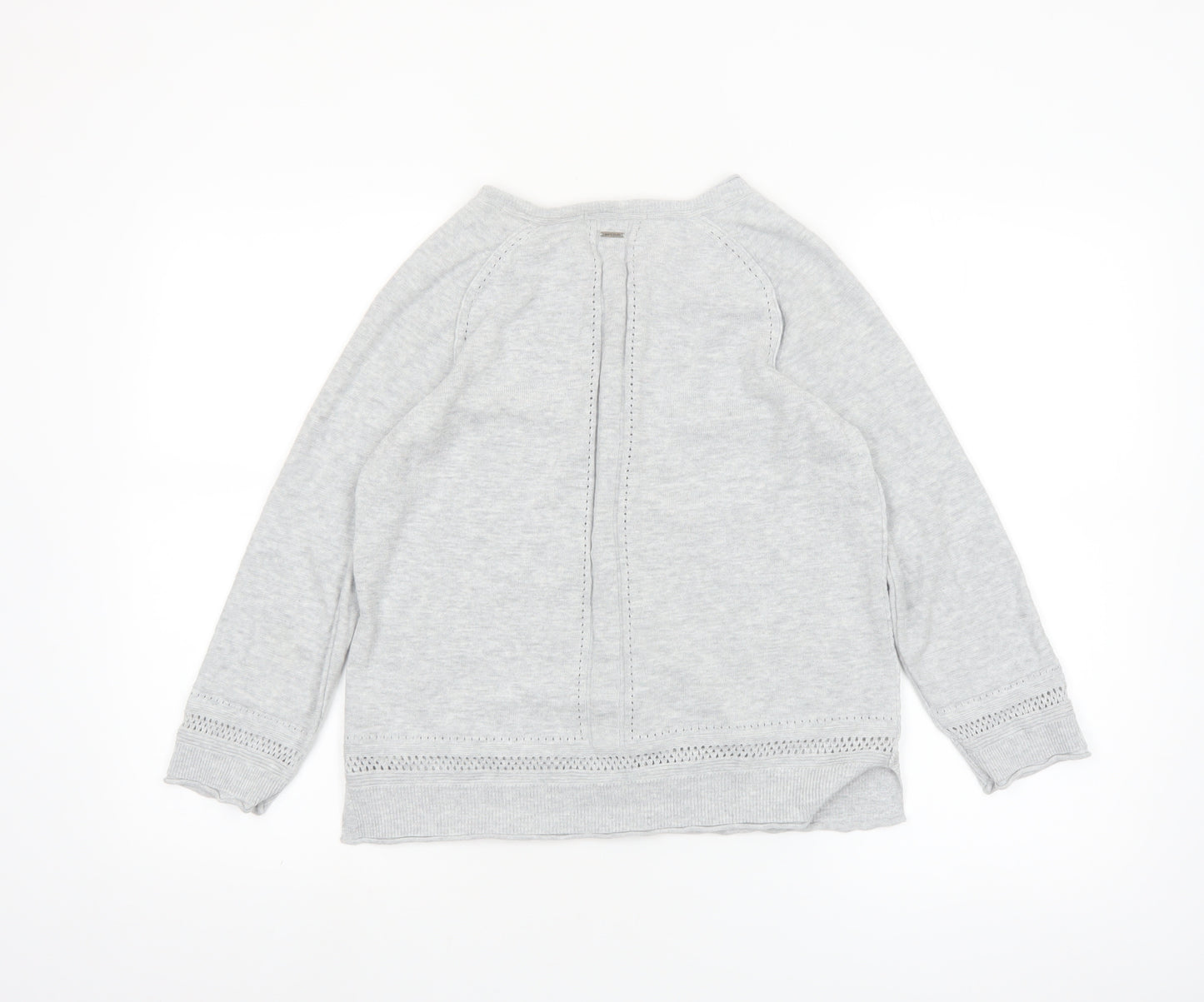 White Stuff Women Grey Cotton Button Cardigan UK 10 Crew Neck
