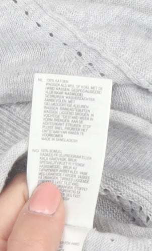 White Stuff Women Grey Cotton Button Cardigan UK 10 Crew Neck