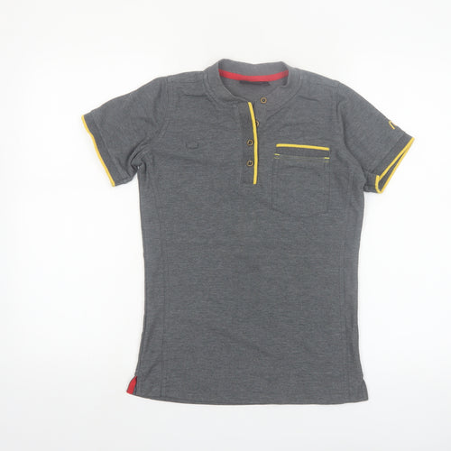 Dimensions Men's Grey Short Sleeve Henley Polo Shirt XS