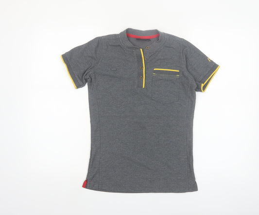 Dimensions Men's Grey Short Sleeve Henley Polo Shirt XS