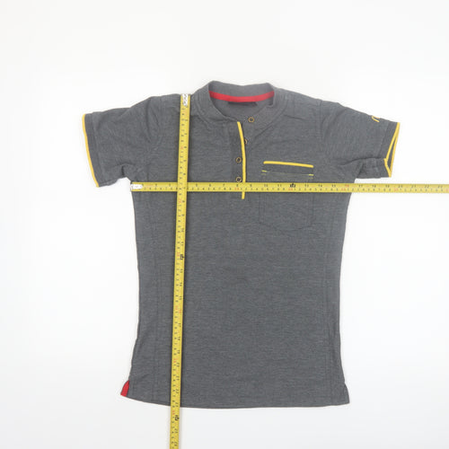 Dimensions Men's Grey Short Sleeve Henley Polo Shirt XS