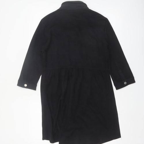 Goldie Women Black Shirt Dress S Polyester Button Stretch