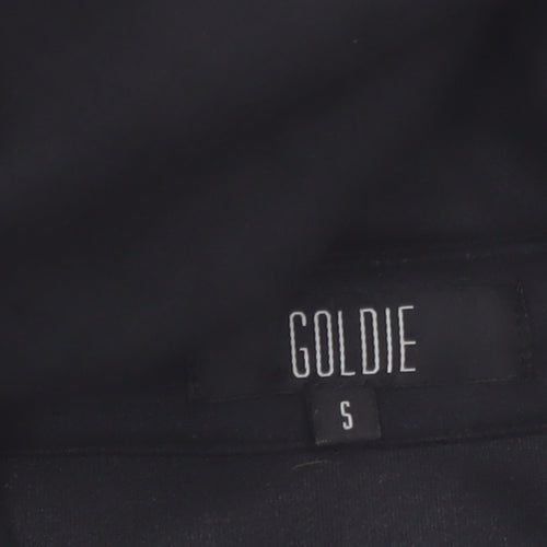 Goldie Women Black Shirt Dress S Polyester Button Stretch