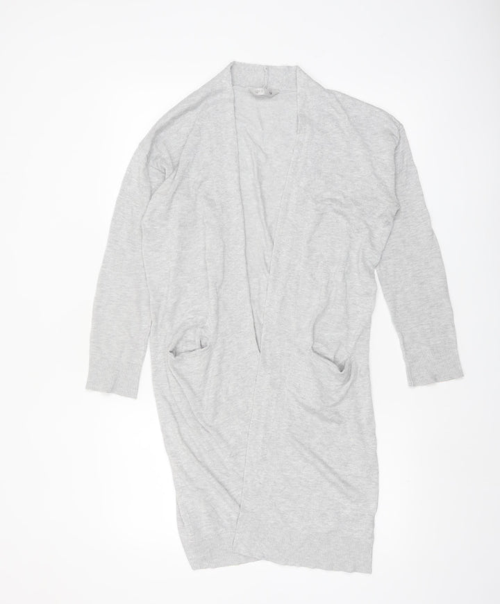 Spirit Women Grey Long Sleeve Open Knit Cardigan Size 12