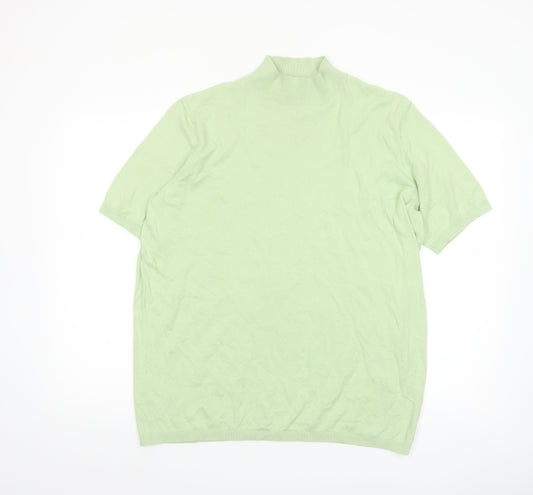 ASOS DESIGN Men's Green XL Mock Neck Short Sleeve Cotton Pullover Jumper