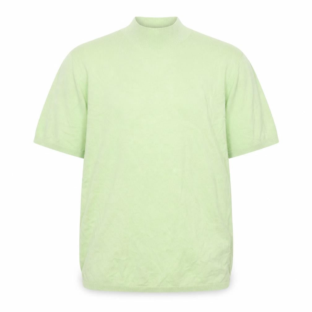 Front view of ASOS DESIGN Men's Green XL Mock Neck Short Sleeve Cotton jumper