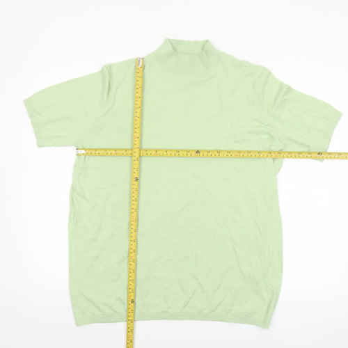 ASOS DESIGN Men's Green XL Mock Neck Short Sleeve Cotton Pullover Jumper
